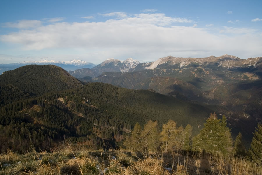 Begunjščica, Vrtača, Z greben Košute